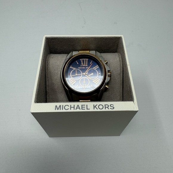 ππ Michael Kors ππ Bradshaw Gold Pink Navy Silver Watch - Gently Used! - Picture 13 of 13